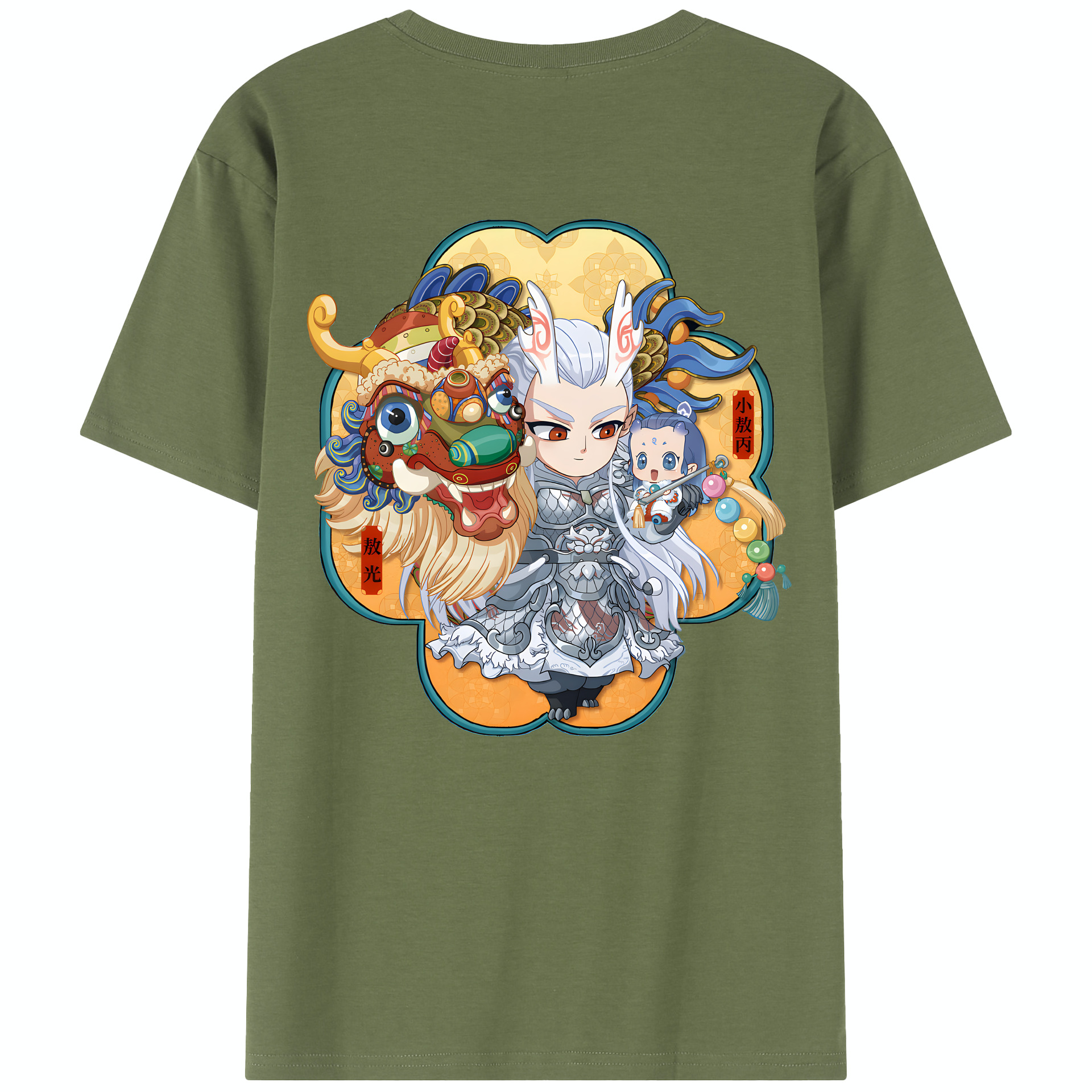 （画像用） Ne Zha 2 ナタ 魔童の大暴れ 綿100％半袖Tシャツ（背面プリント）